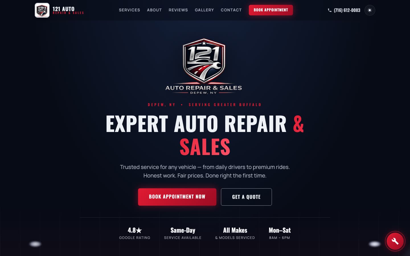 121 Auto Repair & Sales website by Moore Covenant Productions
